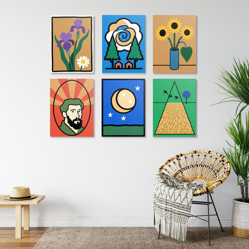Van Goghs Große Werke 6 Stück Mini Malen nach Zahlen