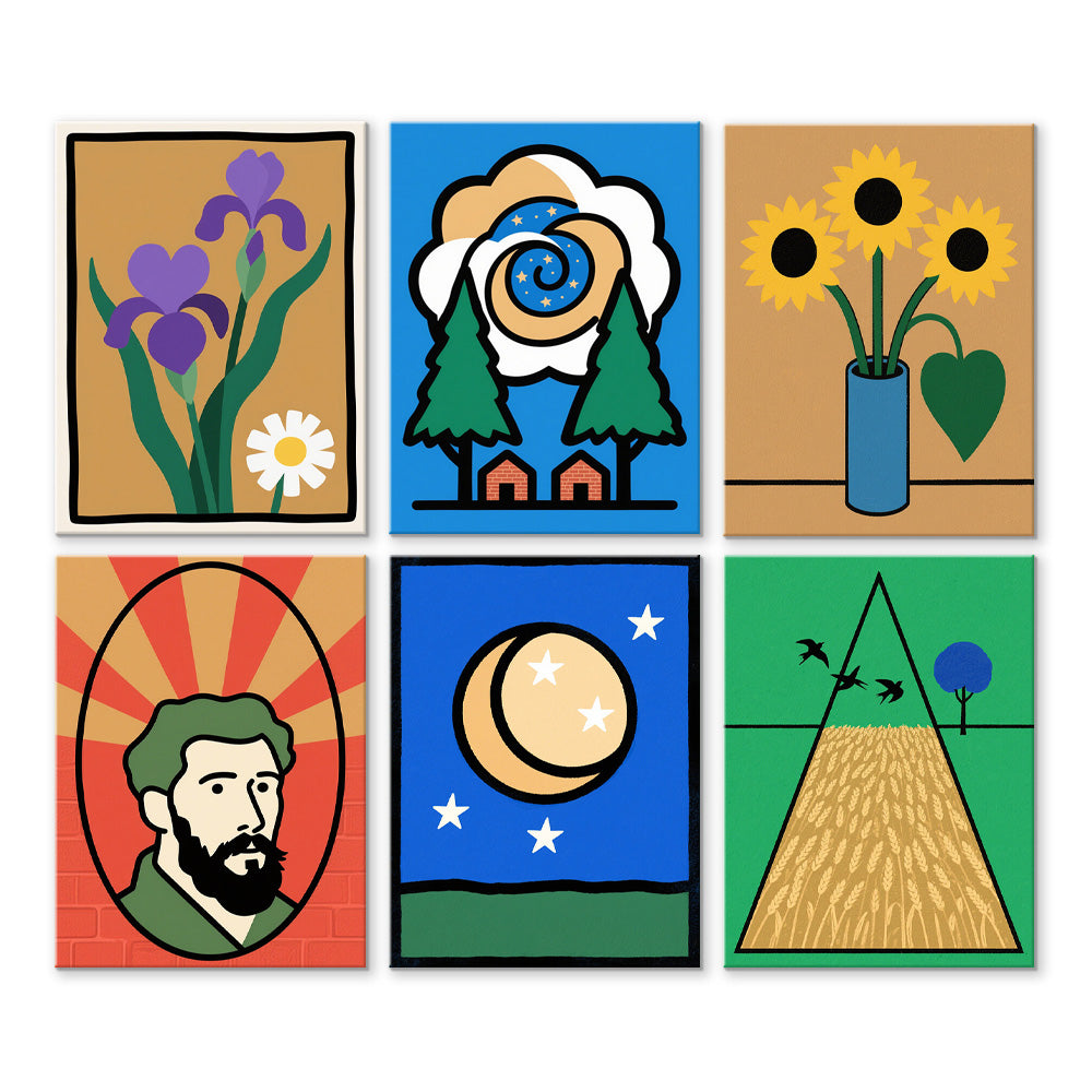 Van Goghs Große Werke 6 Stück Mini Malen nach Zahlen