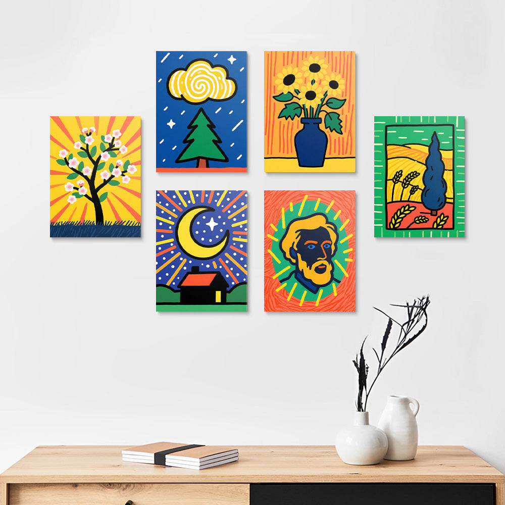 Van Goghs Klassische Werke 6 Stück Mini Malen nach Zahlen