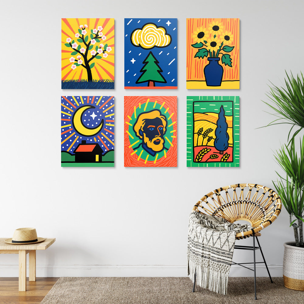 Van Goghs Klassische Werke 6 Stück Mini Malen nach Zahlen