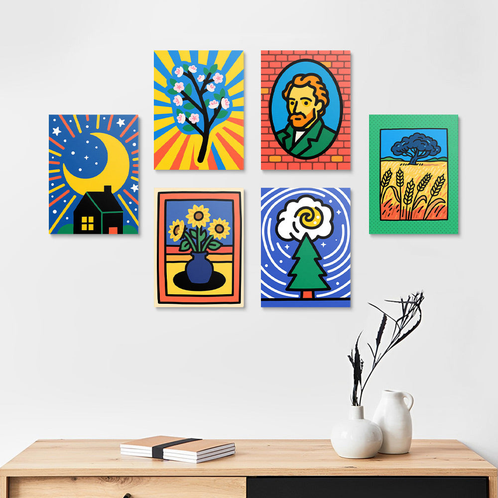 Van Goghs Werke 6 Stück Mini Malen nach Zahlen