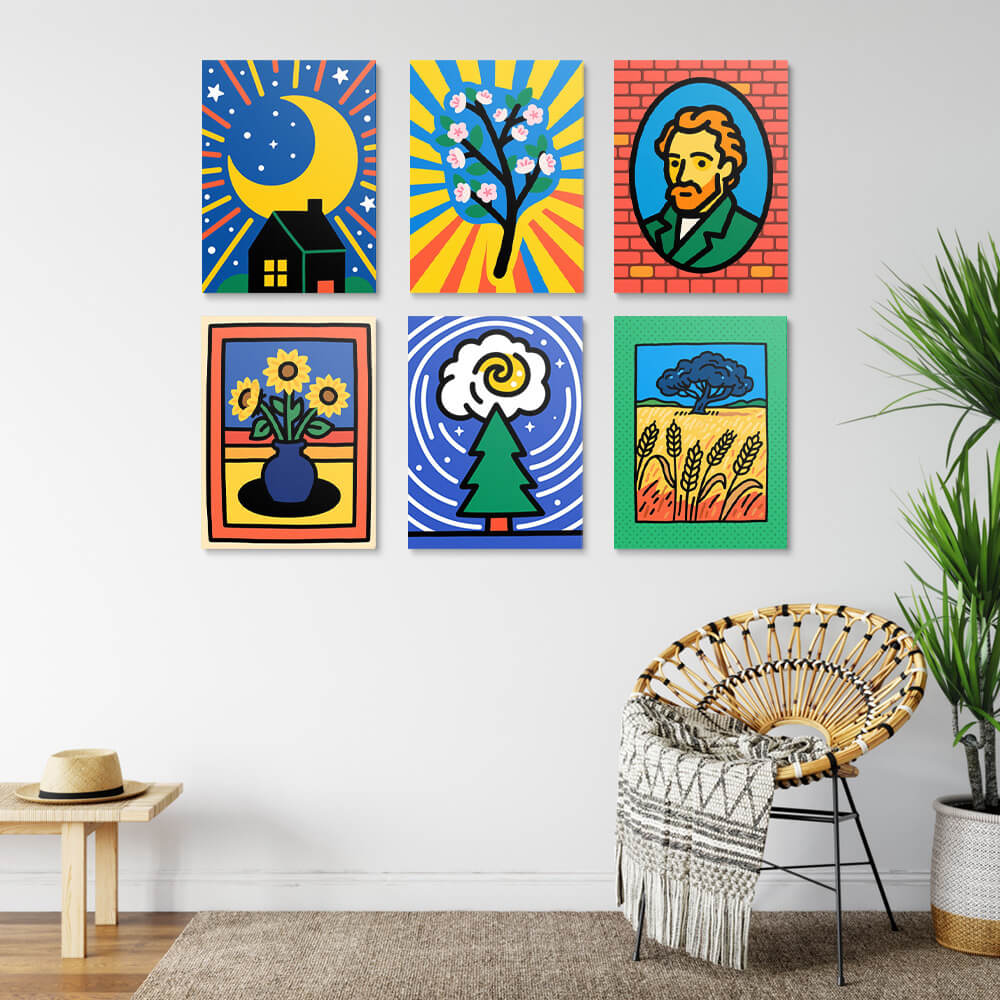 Van Goghs Werke 6 Stück Mini Malen nach Zahlen