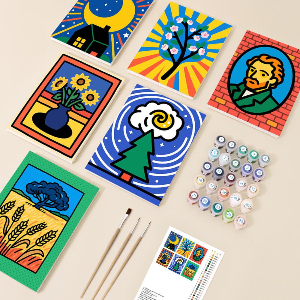 Van Goghs Werke 6 Stück Mini Malen nach Zahlen