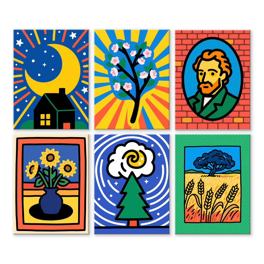 Van Goghs Werke 6 Stück Mini Malen nach Zahlen
