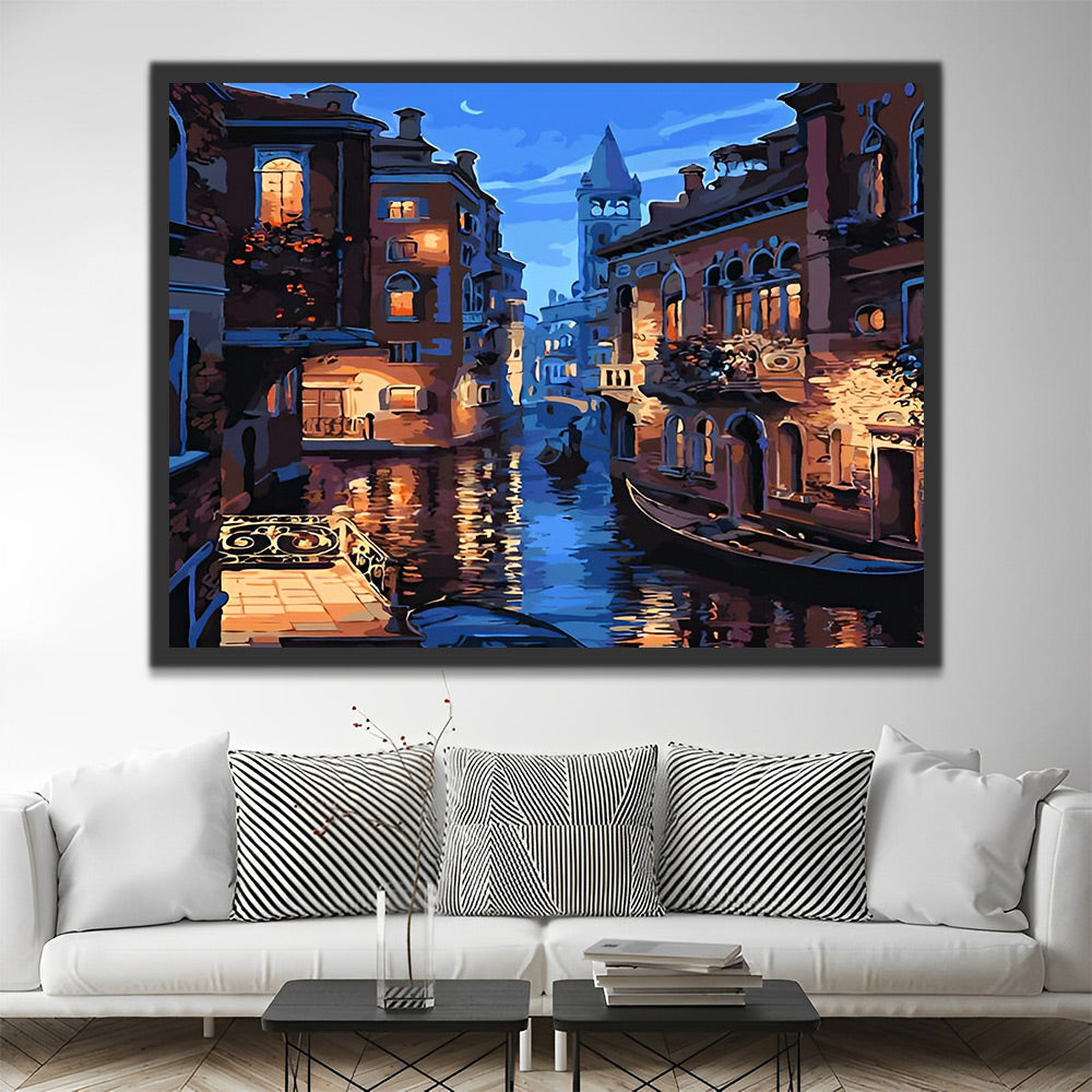 Venedig bei Nacht Malen nach Zahlen