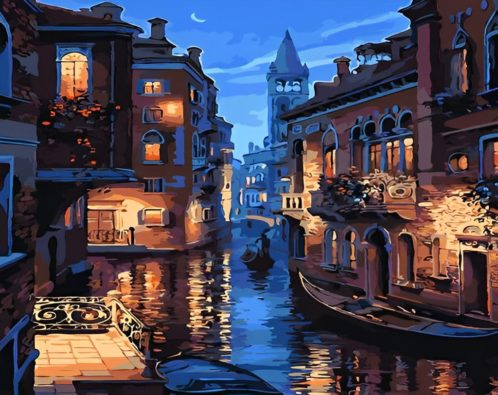 Venedig bei Nacht Malen nach Zahlen