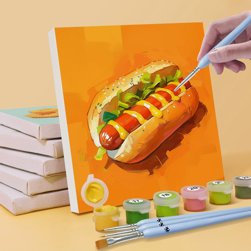 Verschiedene Fast Foods 6 Stück Mini Malen nach Zahlen