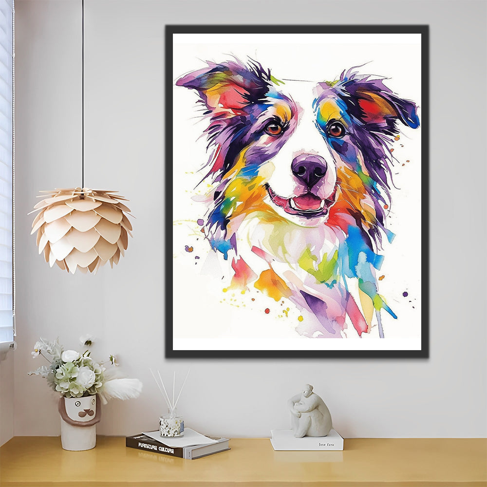 Wasserfarbe Border Collie Malen nach Zahlen