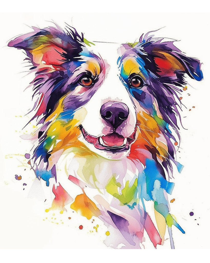 Wasserfarbe Border Collie Malen nach Zahlen