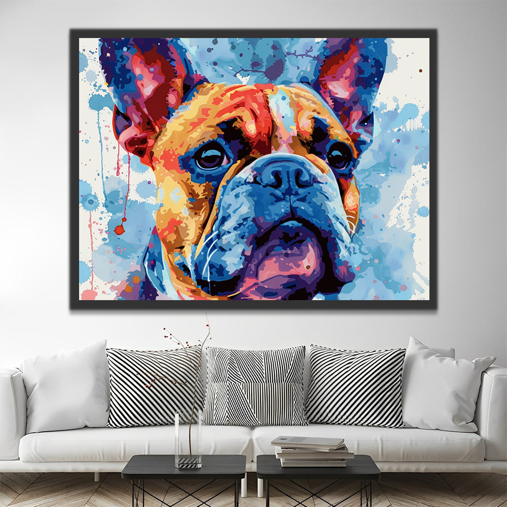 Wasserfarbe Bulldogge Malen nach Zahlen