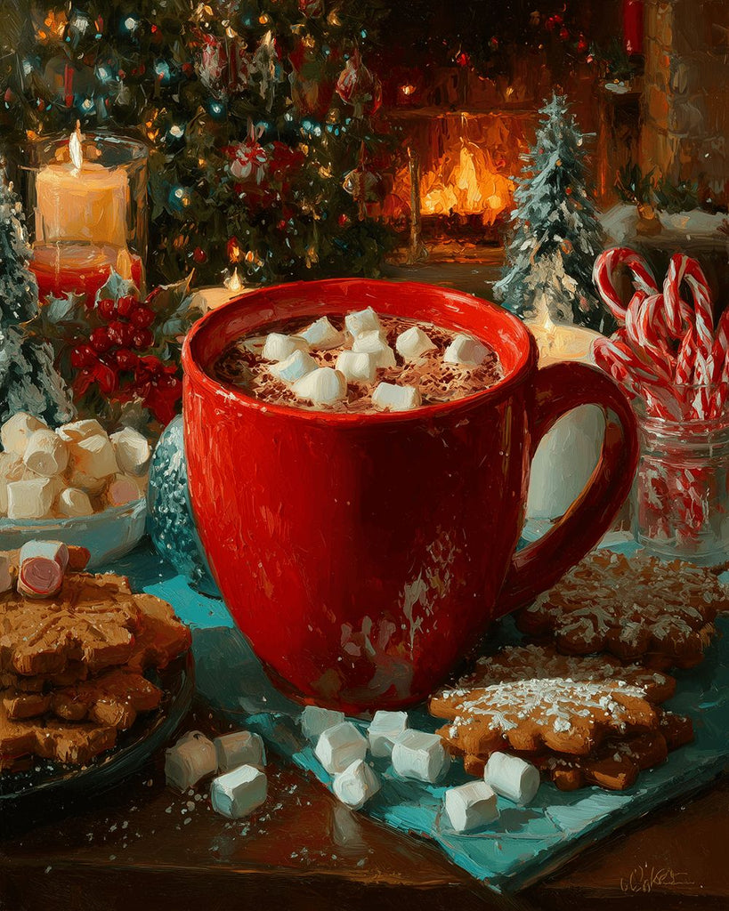 Weihnachten Zuckerwatte Kaffee Malen nach Zahlen