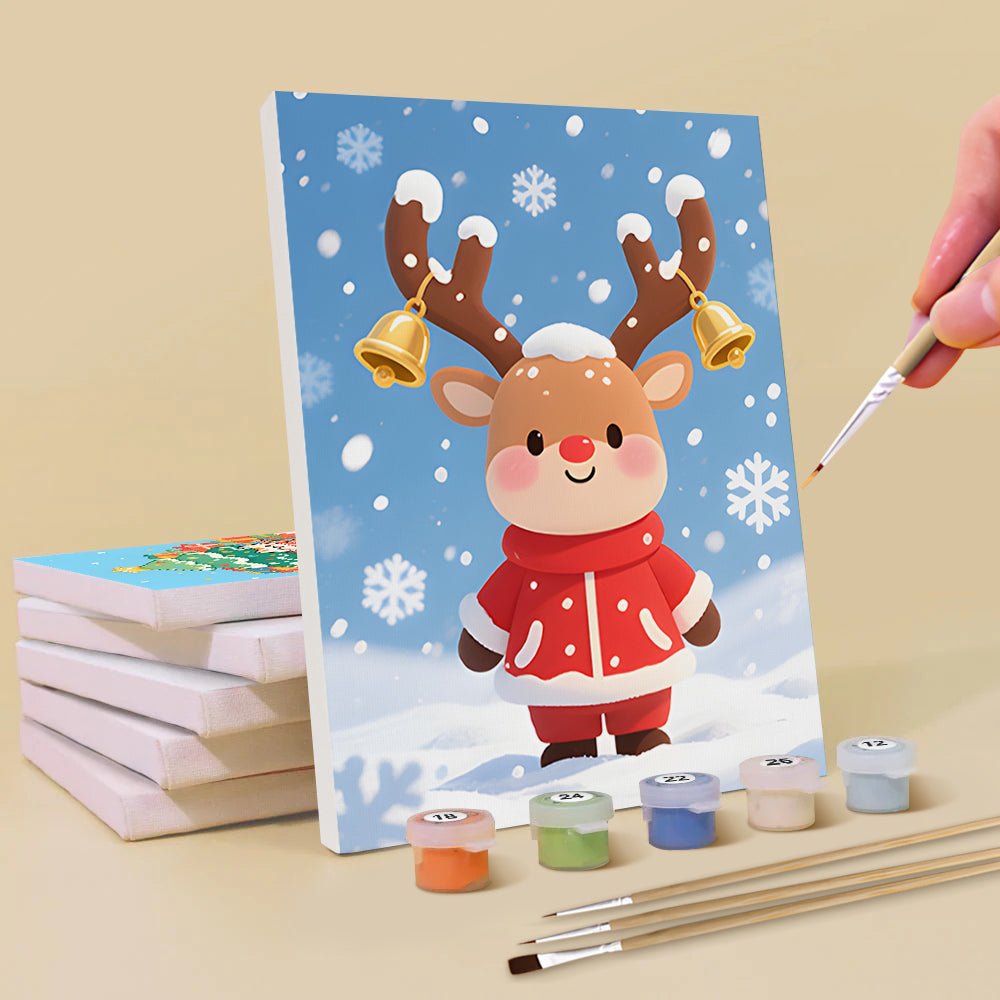 Weihnachtsgeschenke und Schneeflocken 6 Stück Mini Malen nach Zahlen