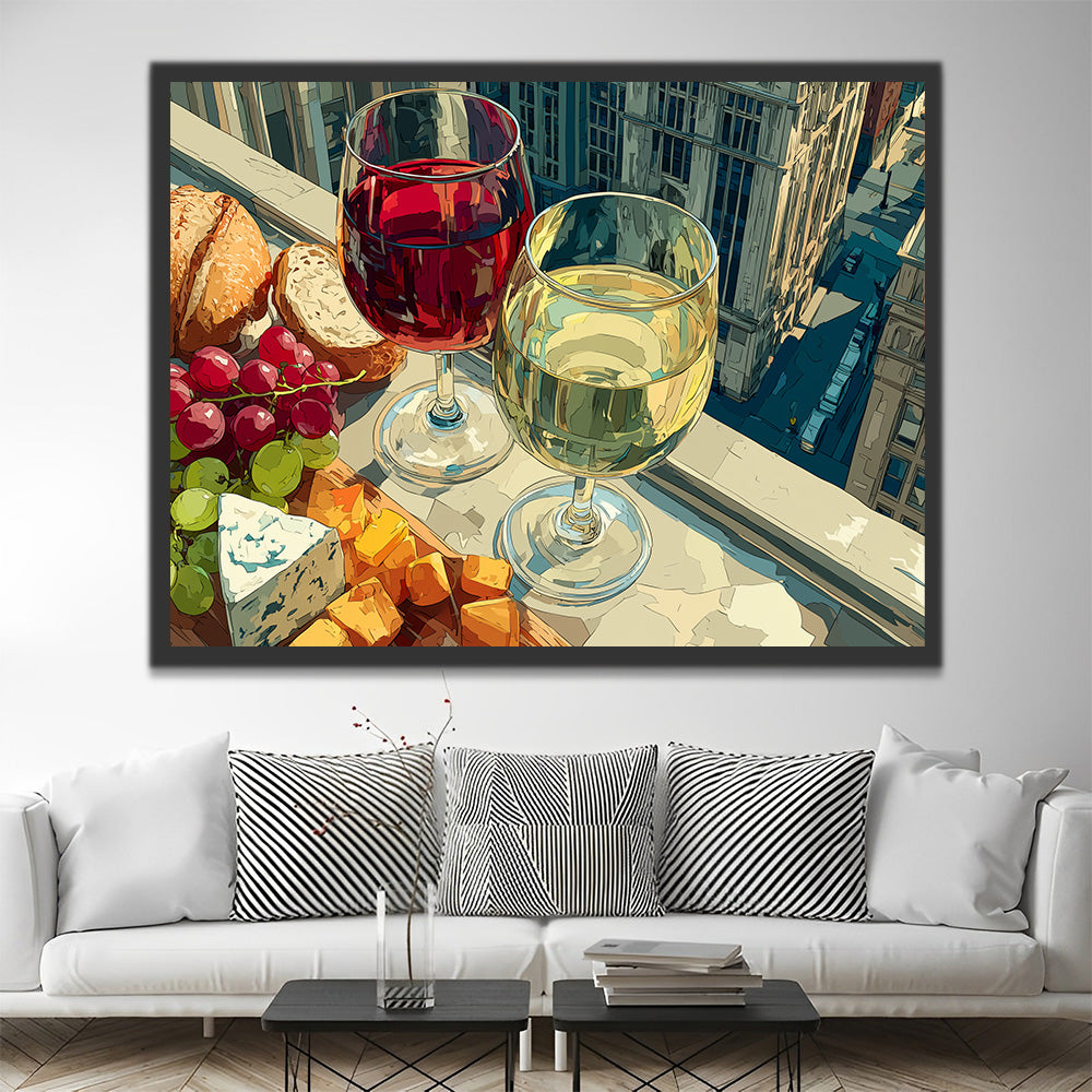 Wein, Champagner und Snacks Malen nach Zahlen