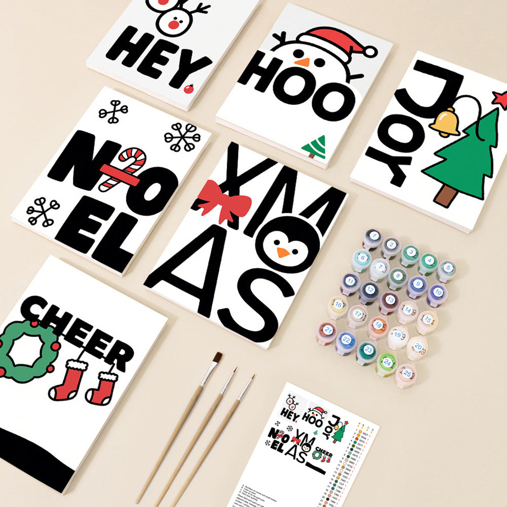 Weiße Weihnachten 6 Stück Mini Malen nach Zahlen