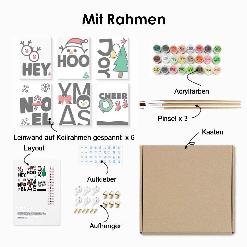 Weiße Weihnachten 6 Stück Mini Malen nach Zahlen