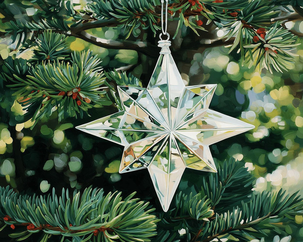Weißer Kristall Weihnachtszauberstern Malen nach Zahlen