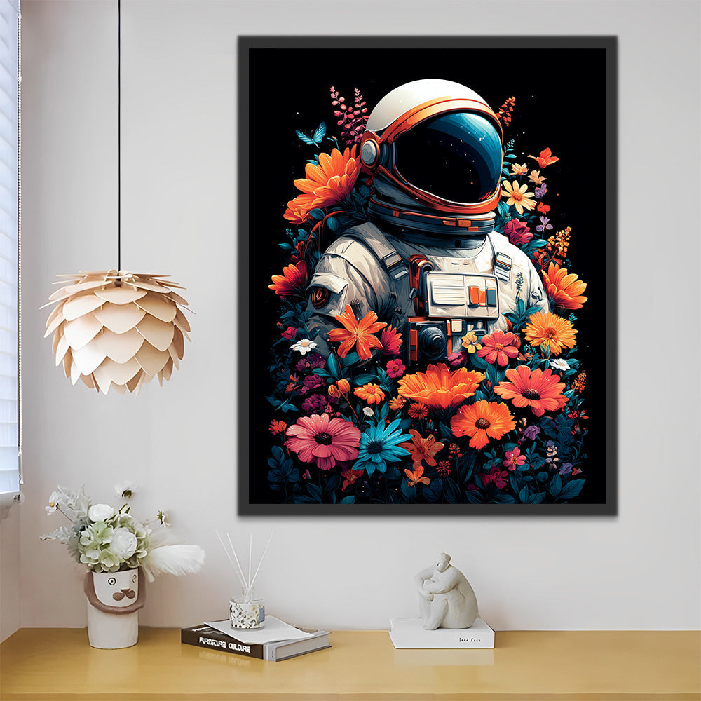 Weltraumkrieger inmitten von Blumen Malen nach Zahlen