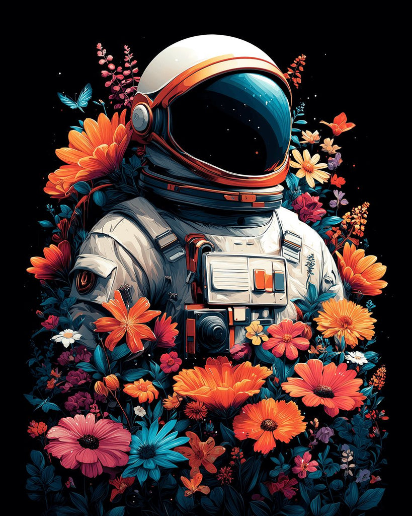 Weltraumkrieger inmitten von Blumen Malen nach Zahlen