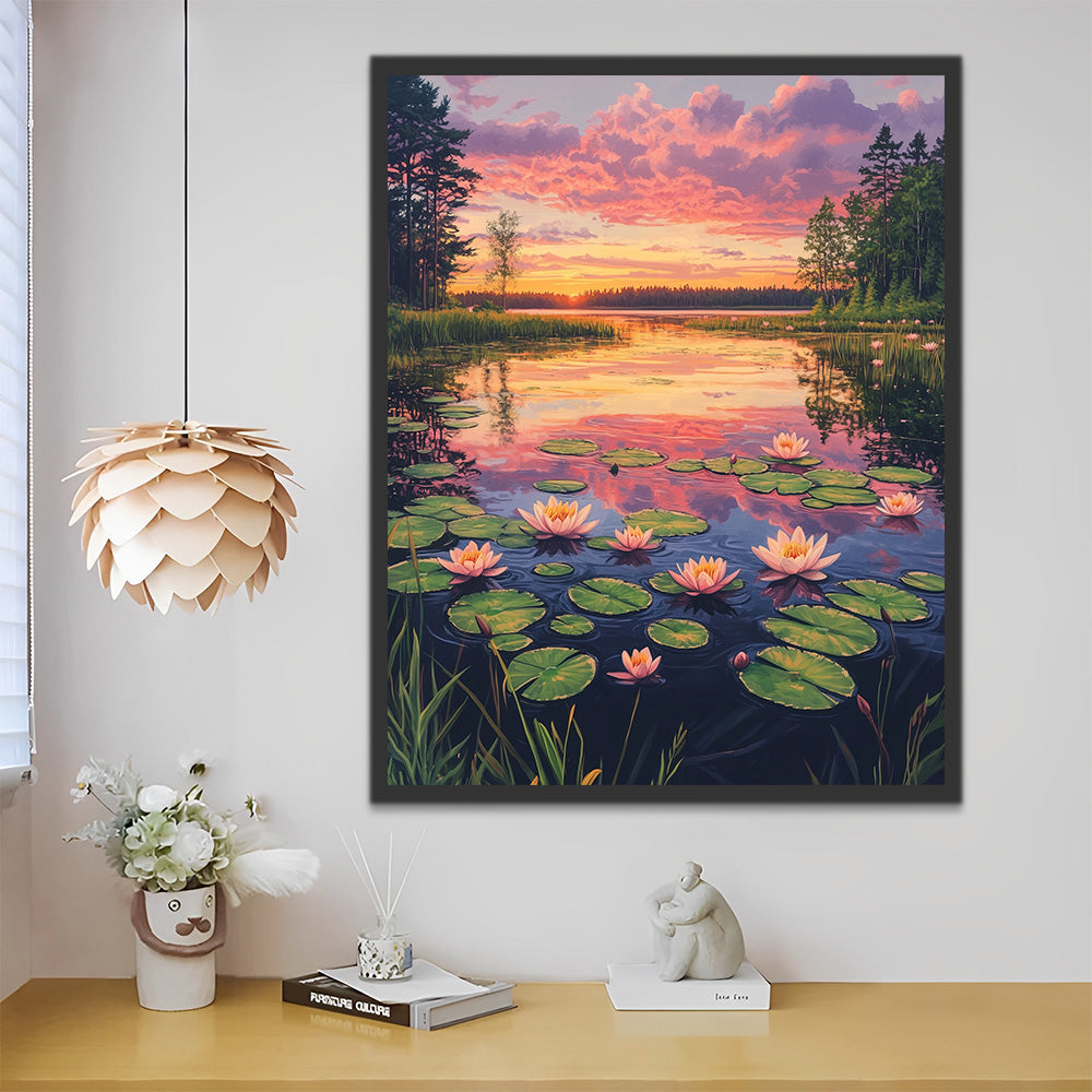 Wild Lotus See Malen nach Zahlen