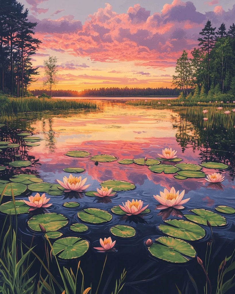 Wild Lotus See Malen nach Zahlen