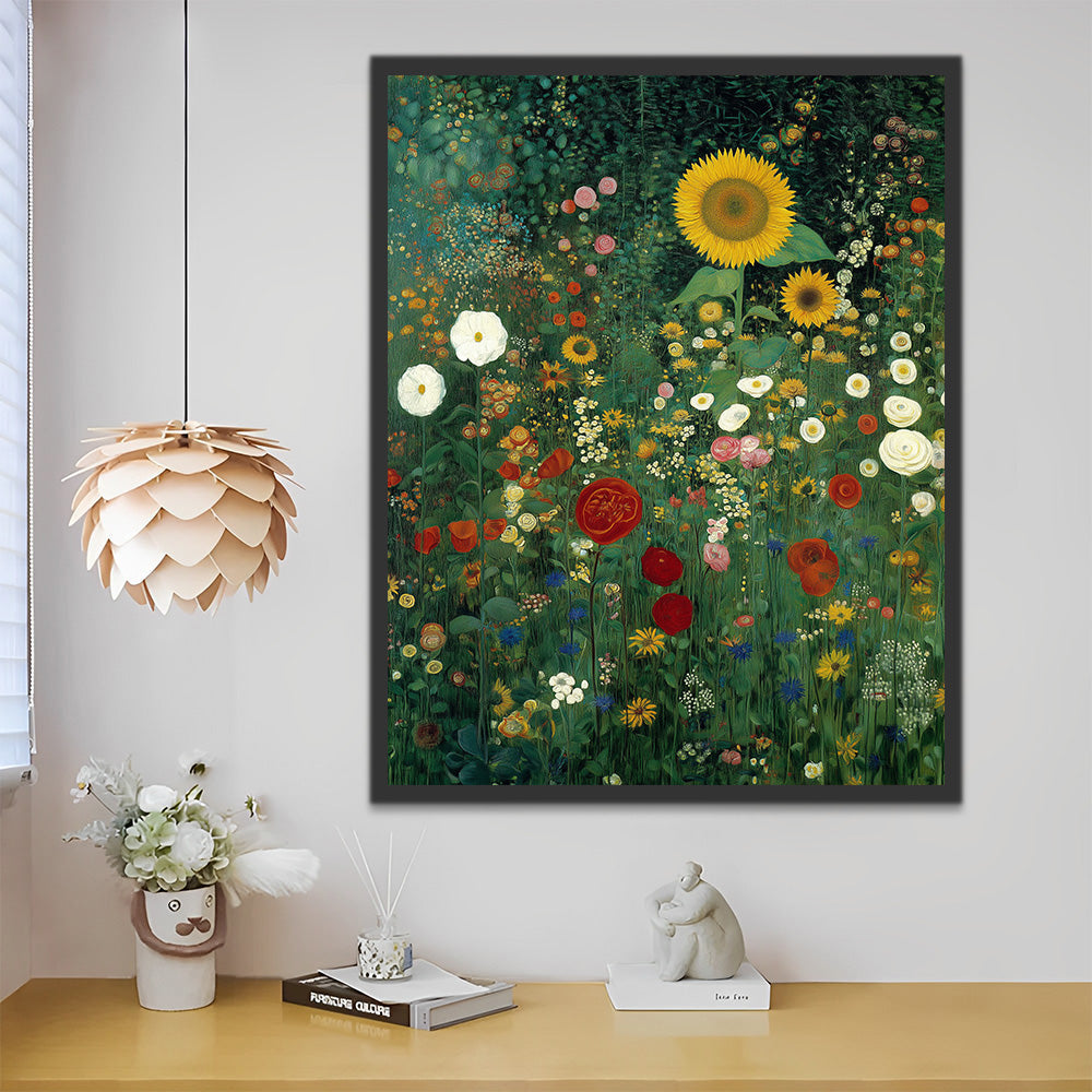 Wilde Mohnblumen und Sonnenblumen Malen nach Zahlen