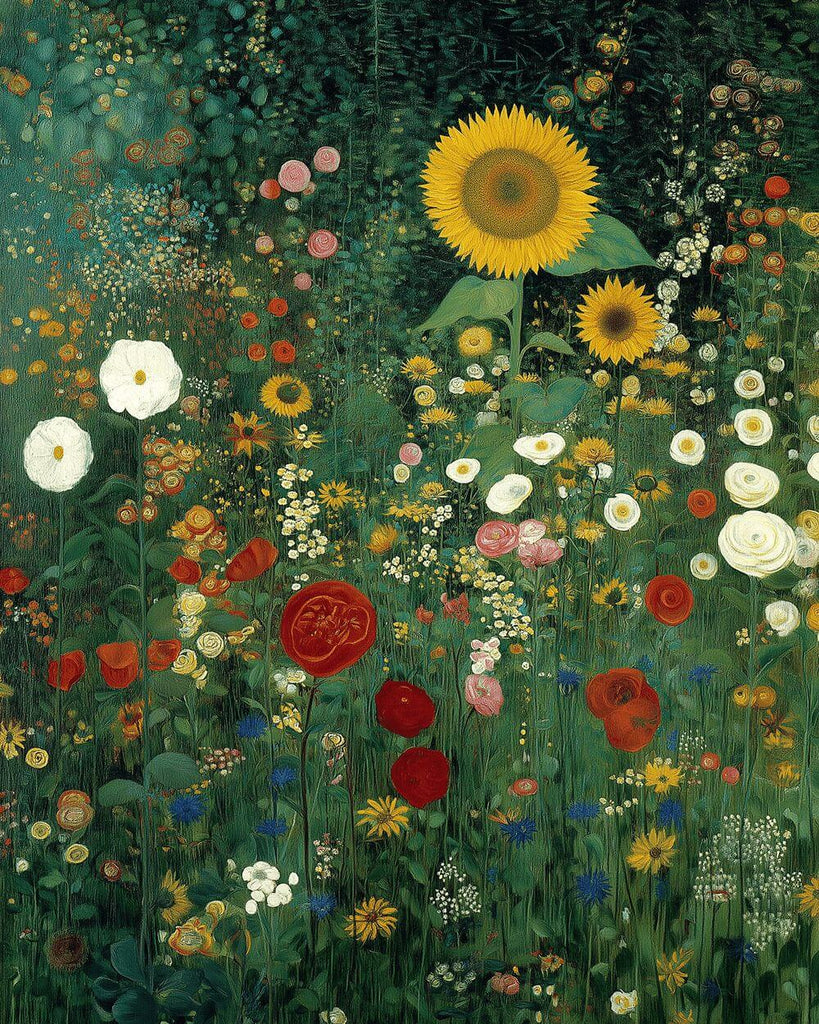 Wilde Mohnblumen und Sonnenblumen Malen nach Zahlen