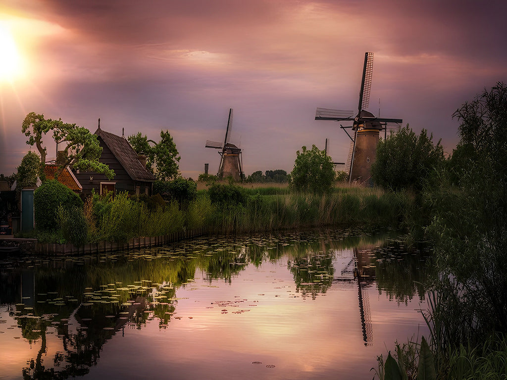 Windmühlen Malen nach Zahlen