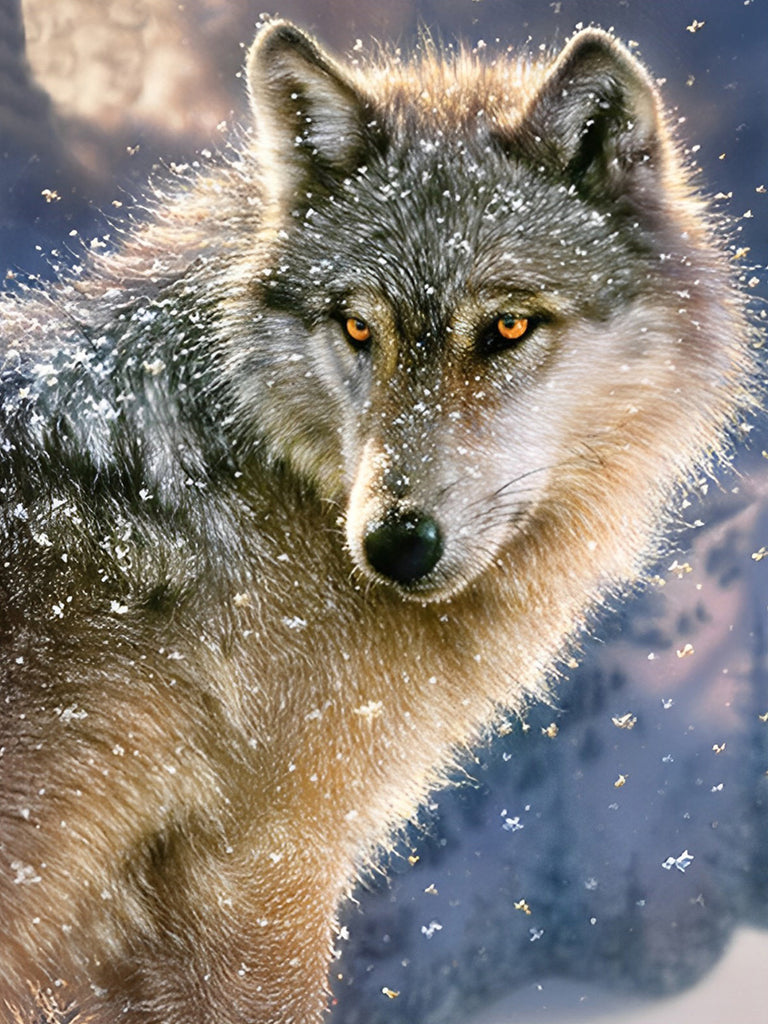 Wolf im Schnee Malen nach Zahlen