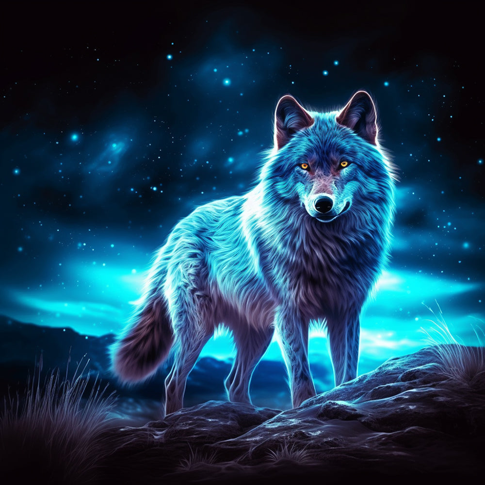 Wolf in der Nacht Malen nach Zahlen