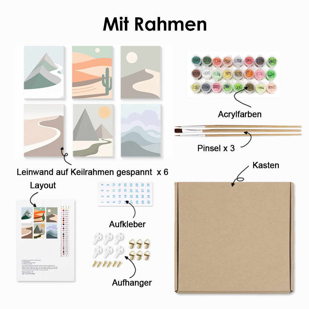 Wüsten und Berge 6 Stück Mini Malen nach Zahlen