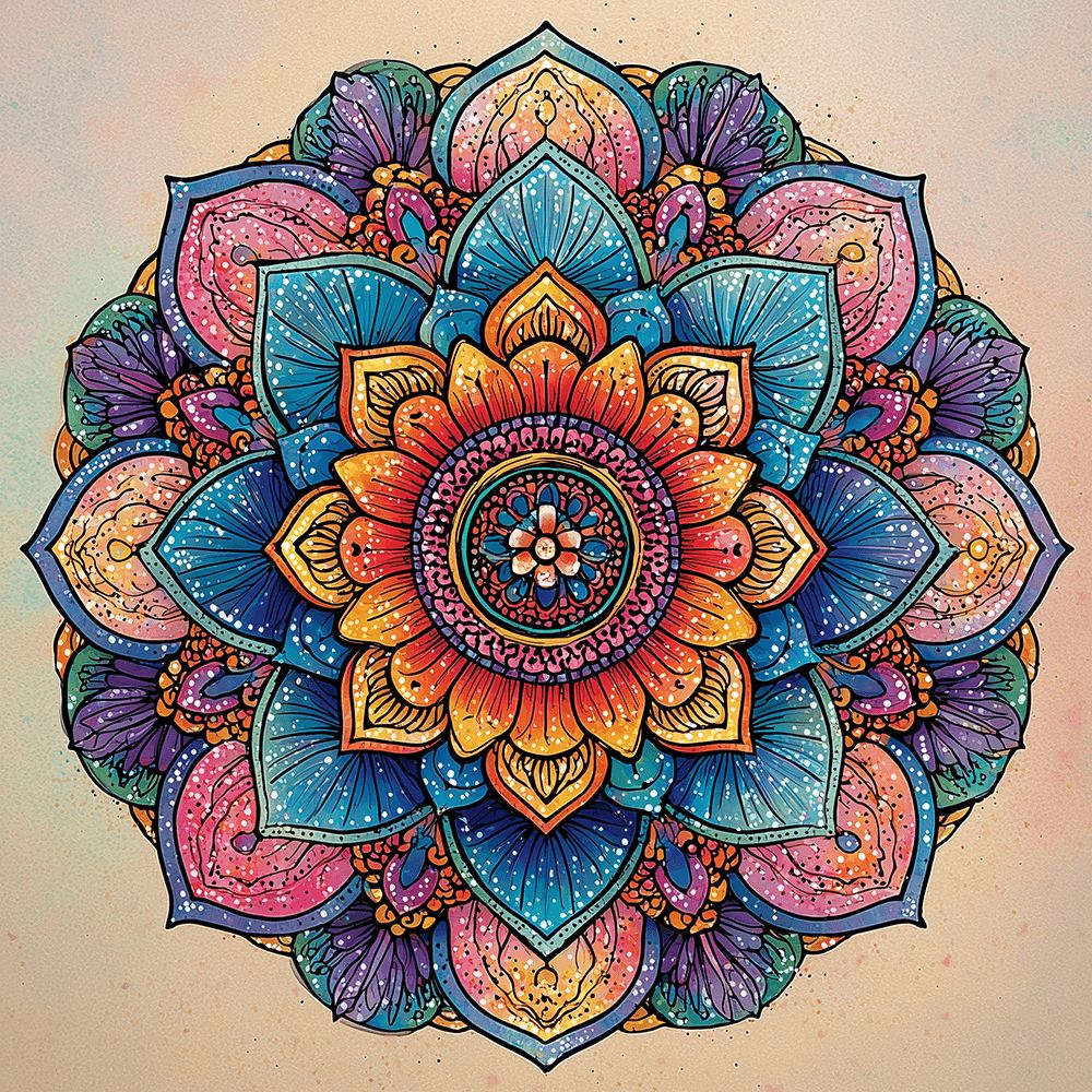 Wunderschönes Lotus Mandala Malen nach Zahlen
