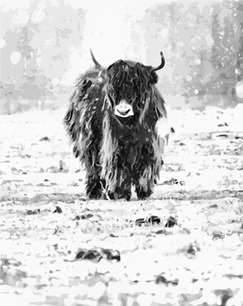 Yak im Schnee Malen nach Zahlen