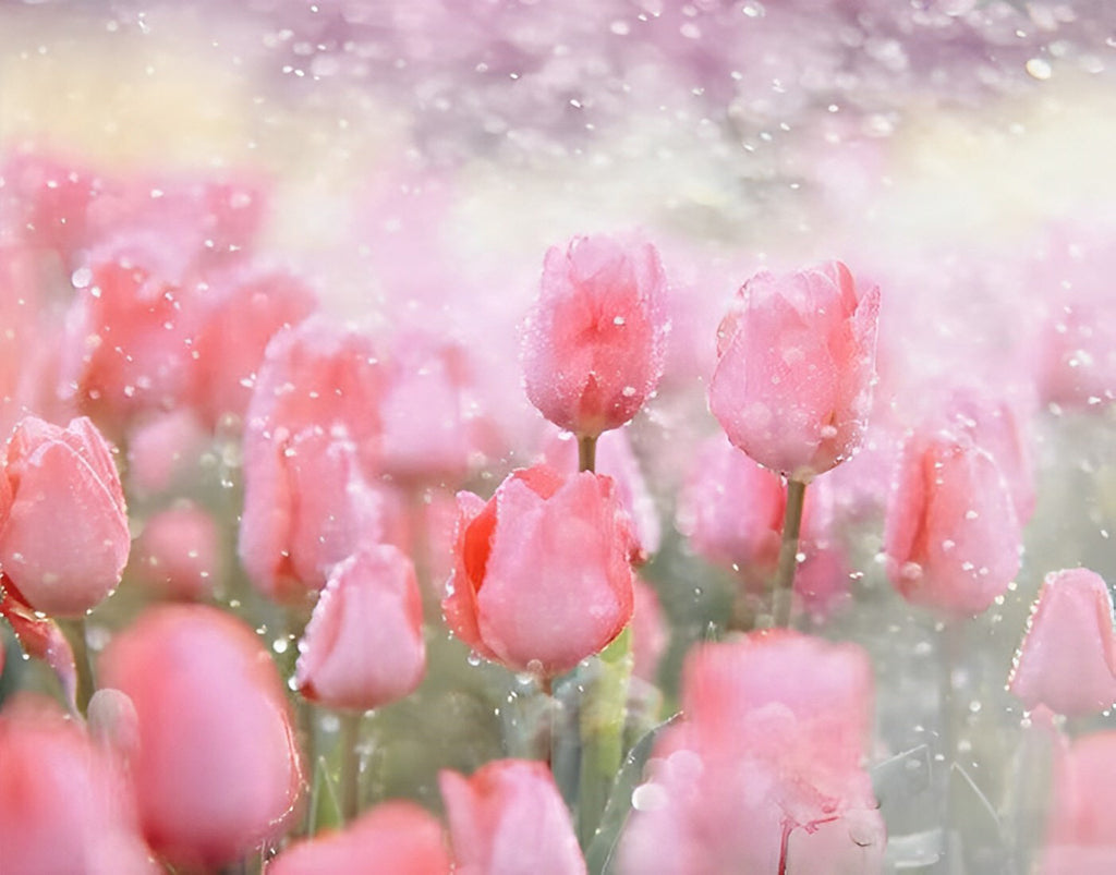 Zarte rosa Tulpen Malen nach Zahlen