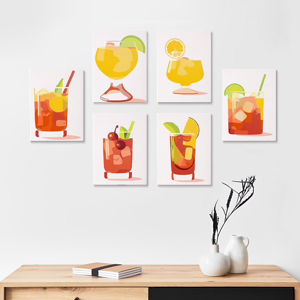 Zitronen-Cocktail mit Eis 6 Stück Mini Malen nach Zahlen