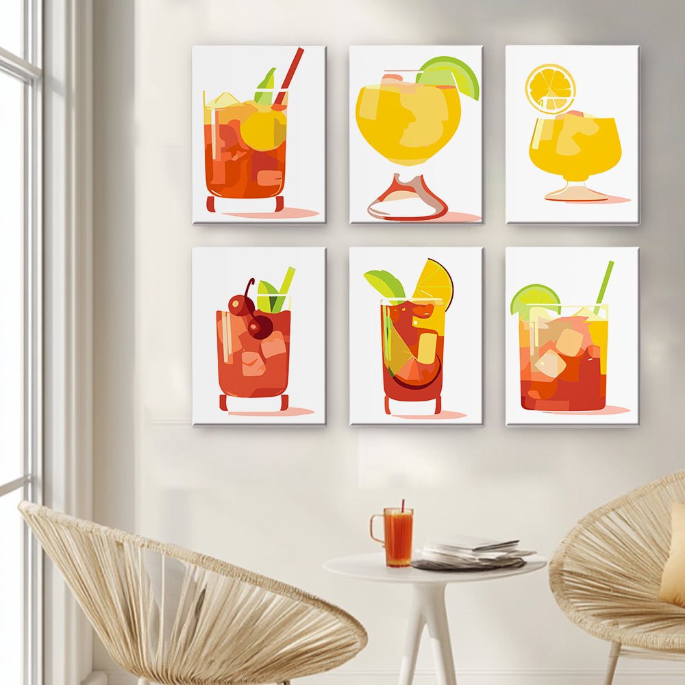 Zitronen-Cocktail mit Eis 6 Stück Mini Malen nach Zahlen