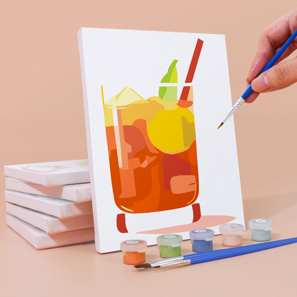 Zitronen-Cocktail mit Eis 6 Stück Mini Malen nach Zahlen