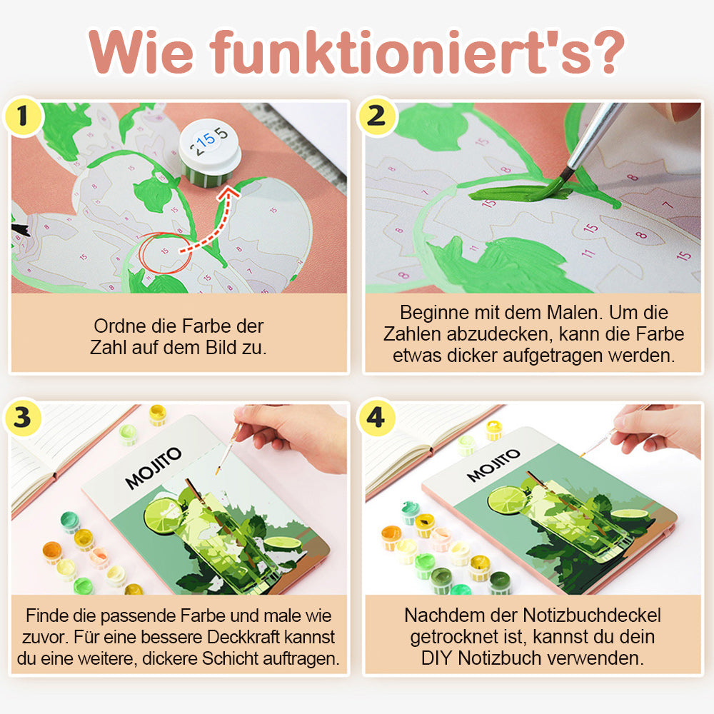 Zitronen-Mojito Notizbuch Malen nach Zahlen
