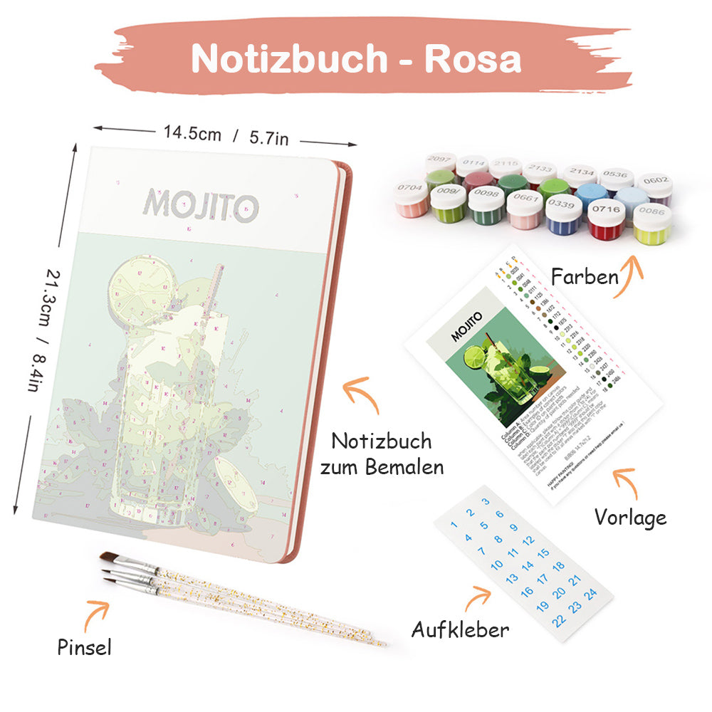 Zitronen-Mojito Notizbuch Malen nach Zahlen