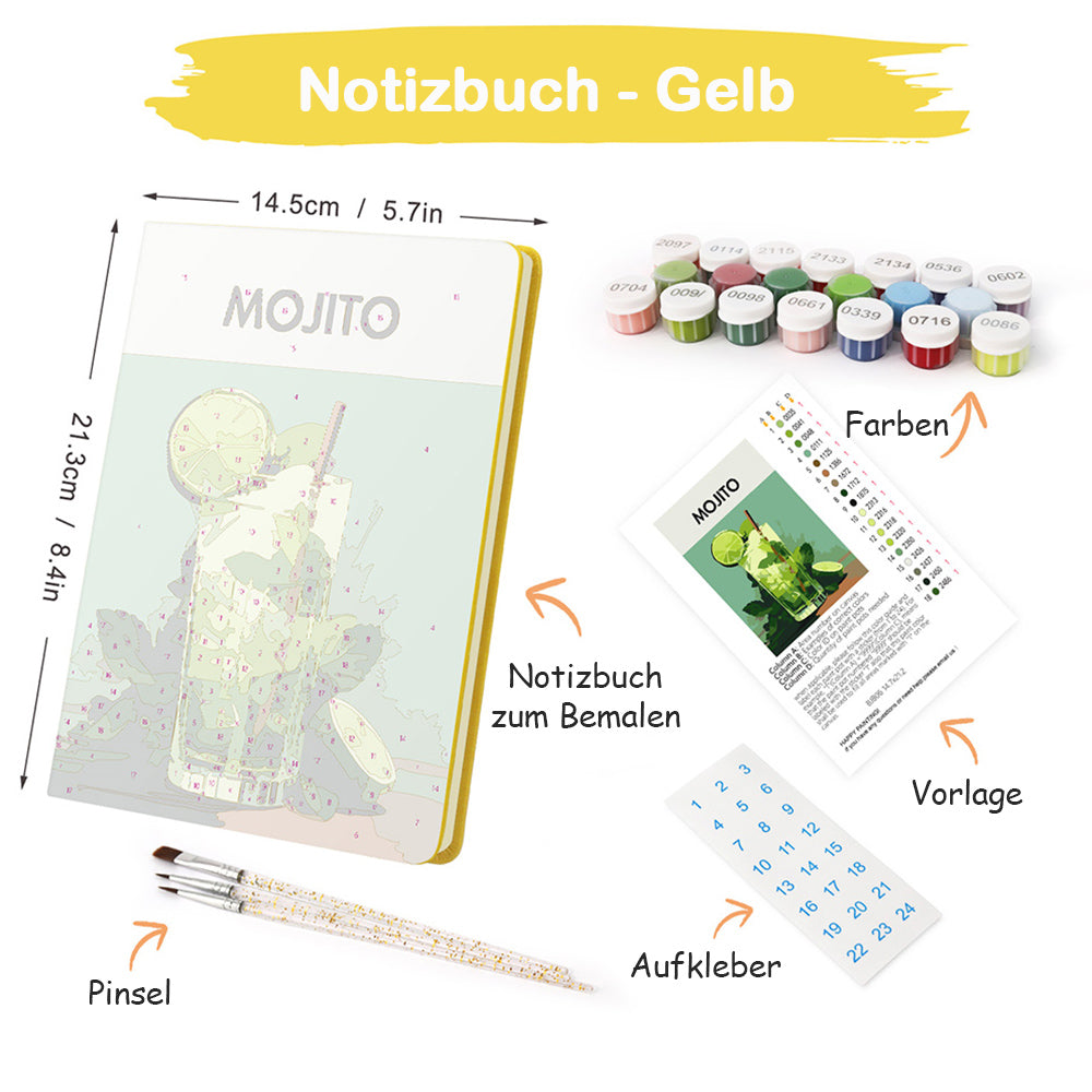 Zitronen-Mojito Notizbuch Malen nach Zahlen