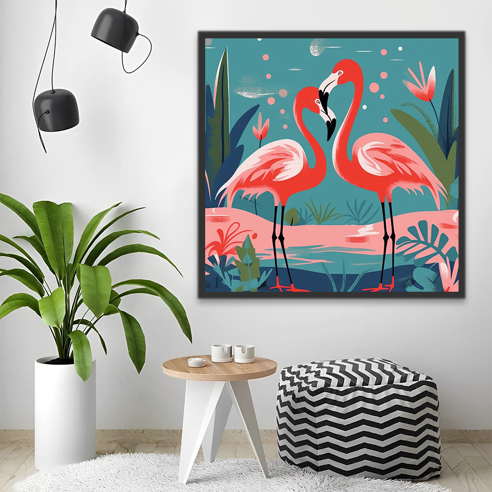 Zwei Flamingos Malen nach Zahlen