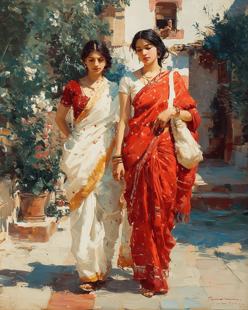 Zwei indische Frauen Malen nach Zahlen