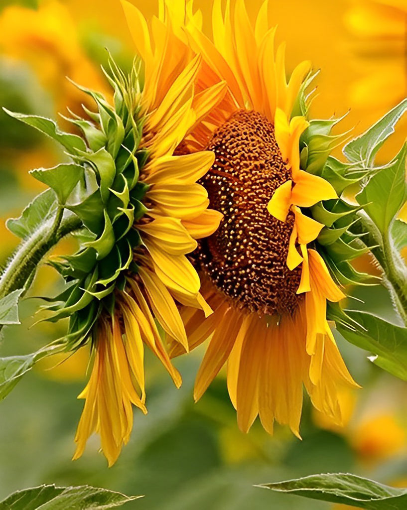 Zwei Sonnenblumen Malen nach Zahlen