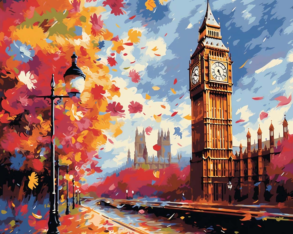 Big Ben im Herbst Malen nach Zahlen