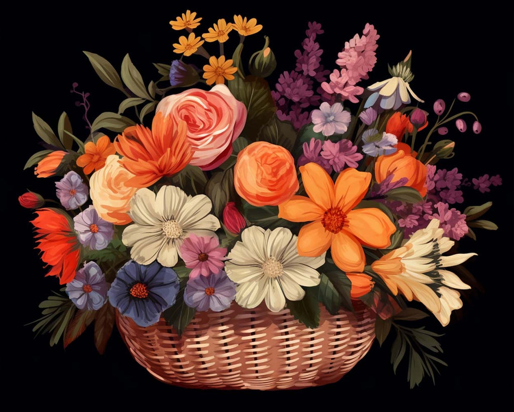 Blumen im Korb Malen nach Zahlen