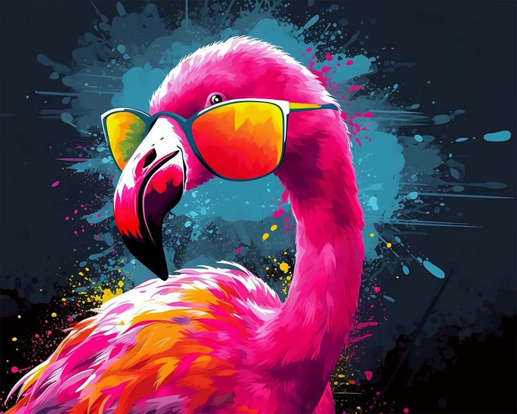 Flamingo mit Sonnenbrille Malen nach Zahlen