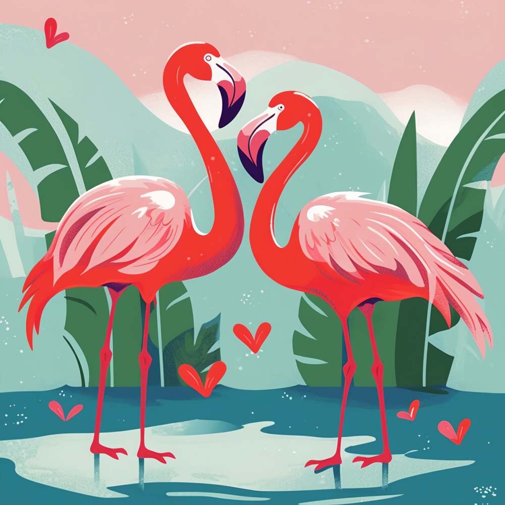 Liebe Flamingo Malen nach Zahlen