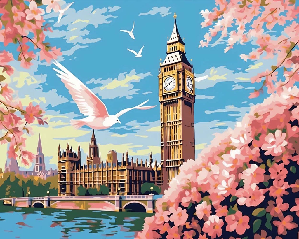 London und Blumen Malen nach Zahlen