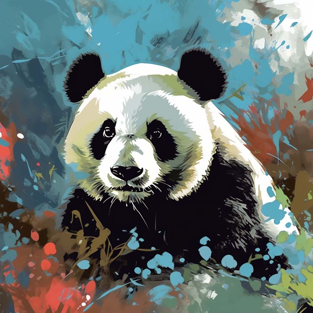 Panda Bunter Hintergrund Malen nach Zahlen