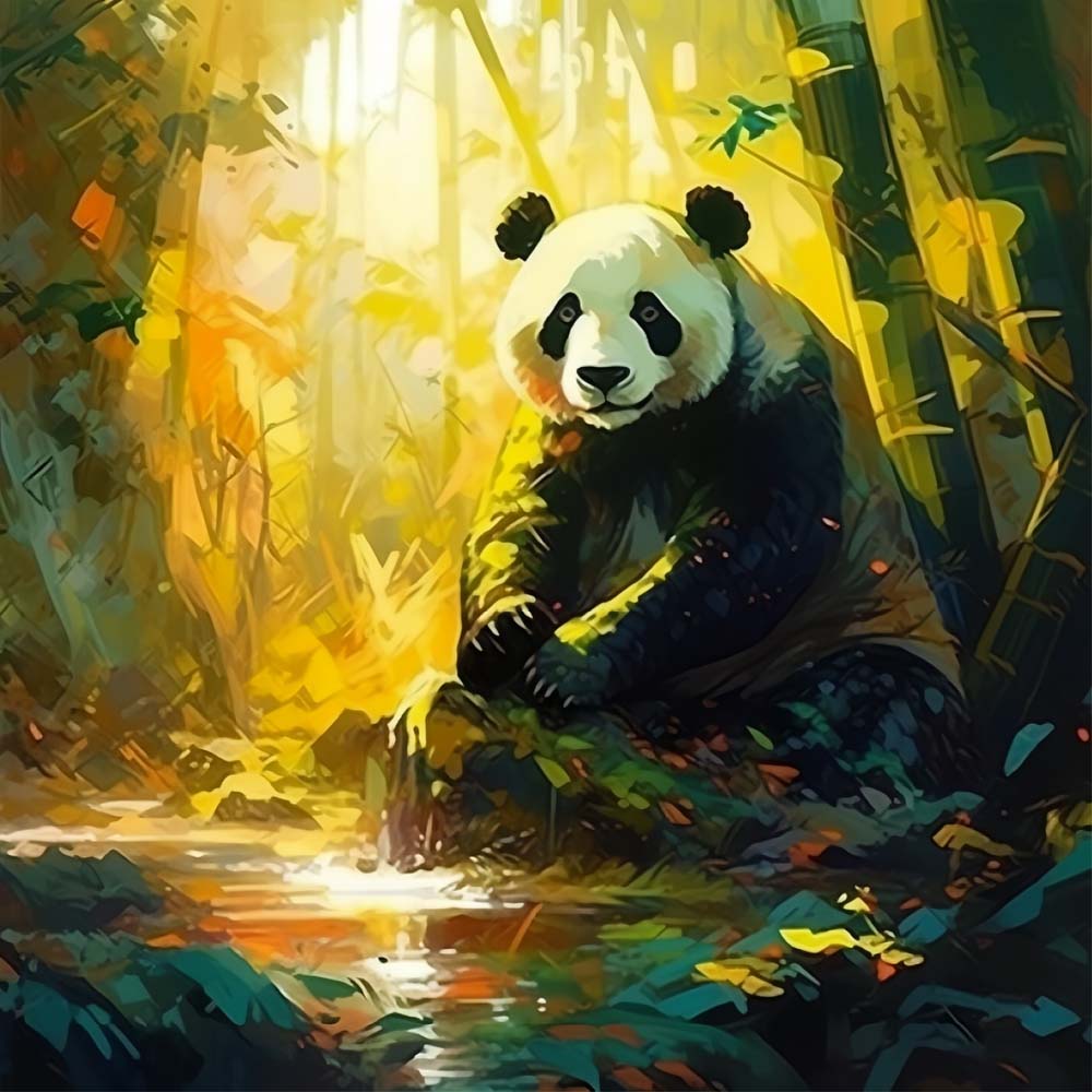 Panda in der Sonne Malen nach Zahlen