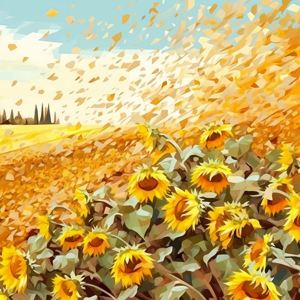 Sonnenblumen auf dem Feld Malen nach Zahlen